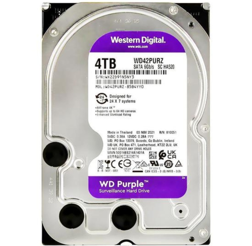 Disco duro Western Digital Purple 4TB de 3.5" de 5400 RPM