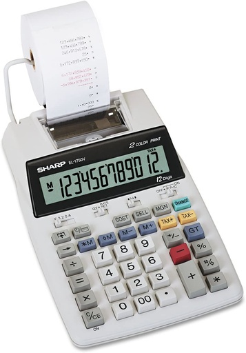 Calculadora Sharp EL-1750 / Pila AA / con entrada para alimentación - Blanca